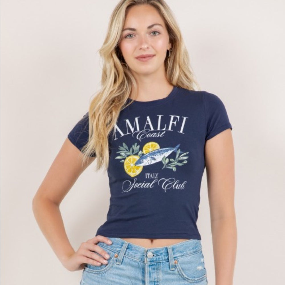 A289. Navy Baby Graphic Tee - Amalfi Coast Social Club