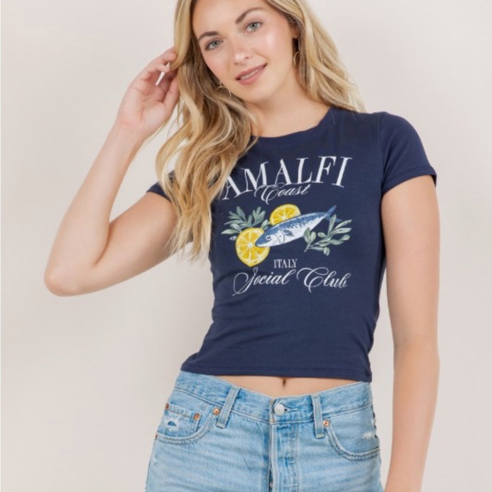 A289. Navy Baby Graphic Tee - Amalfi Coast Social Club