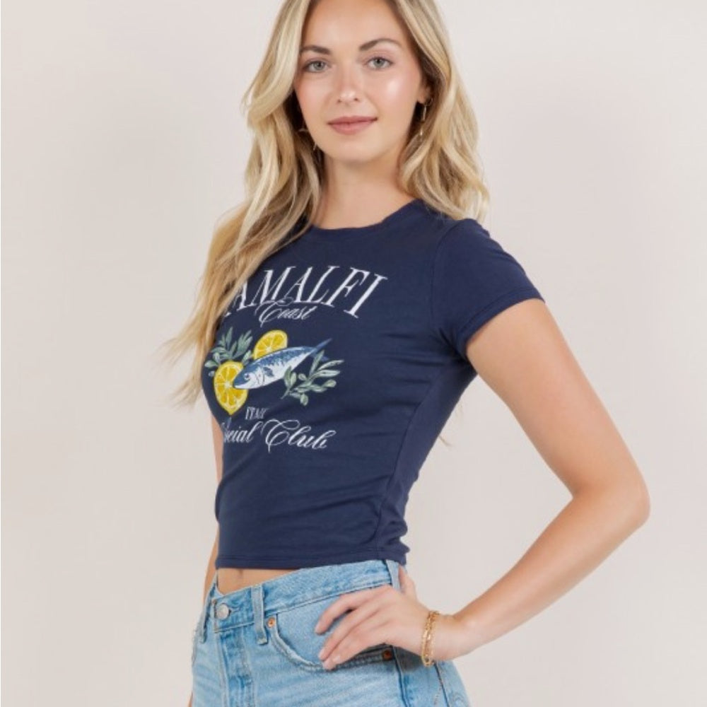 A289. Navy Baby Graphic Tee - Amalfi Coast Social Club