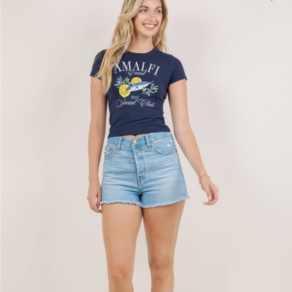 A289. Navy Baby Graphic Tee - Amalfi Coast Social Club