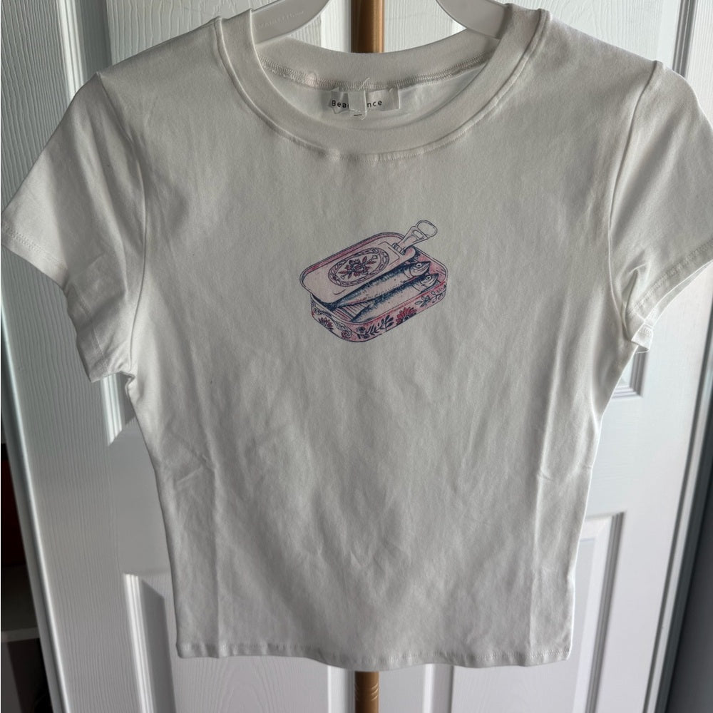 Baby Graphic Tee with Sardine Can Design