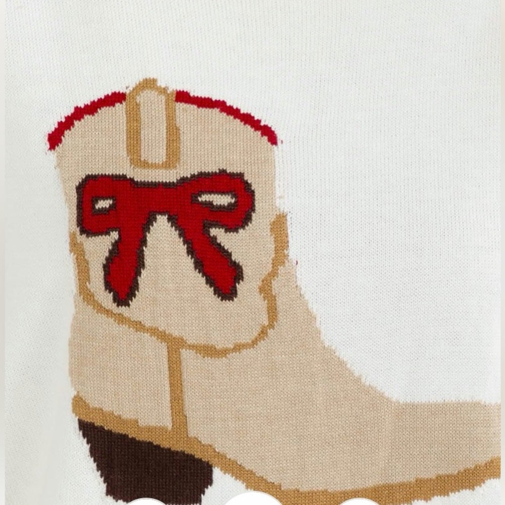 A293. Cream Sleeveless Knit Top with Boot Design