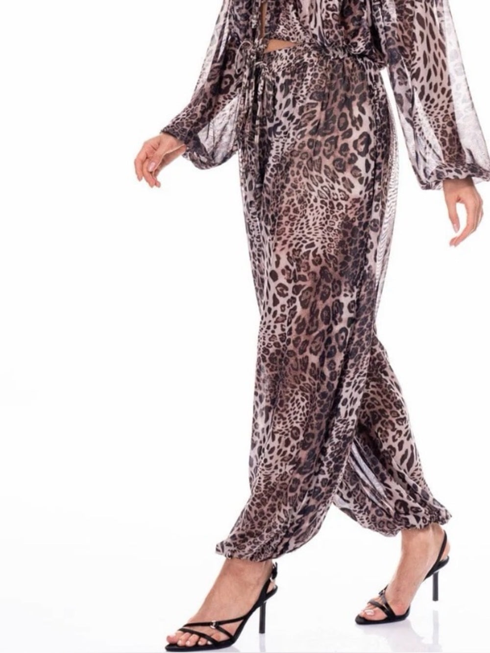 ✨A332. Leopard Print Wide Leg Harlem Balloon Pants