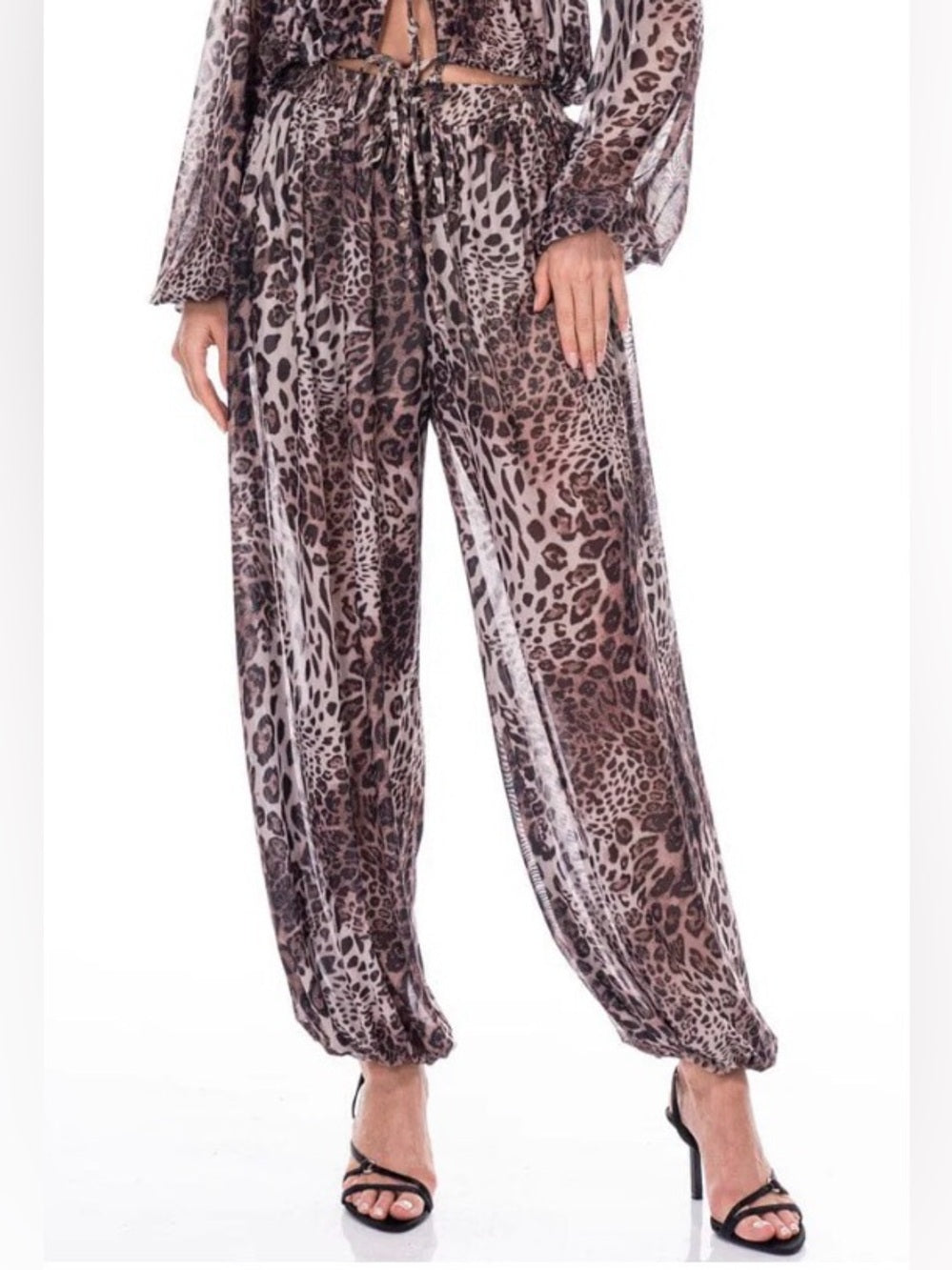 ✨A332. Leopard Print Wide Leg Harlem Balloon Pants