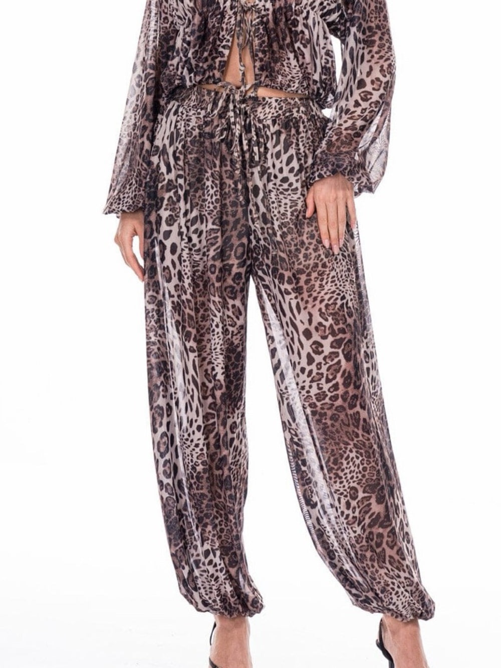 ✨A332. Leopard Print Wide Leg Harlem Balloon Pants