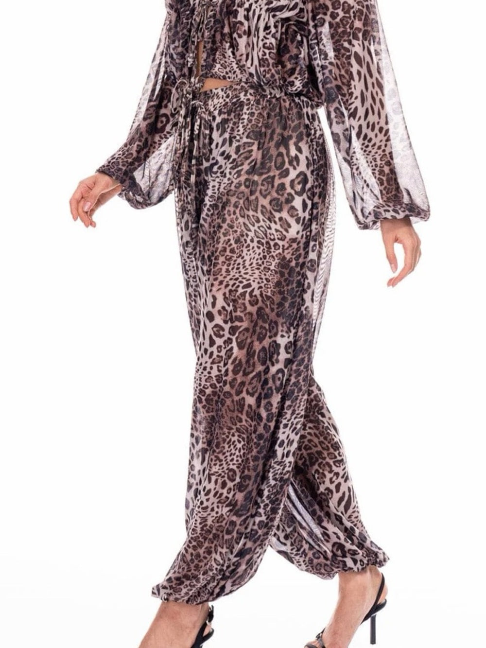 ✨A332. Leopard Print Wide Leg Harlem Balloon Pants