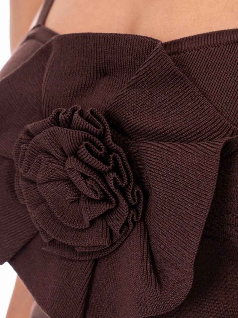 ✨A334.Brown Floral Applique Knit Tank Top