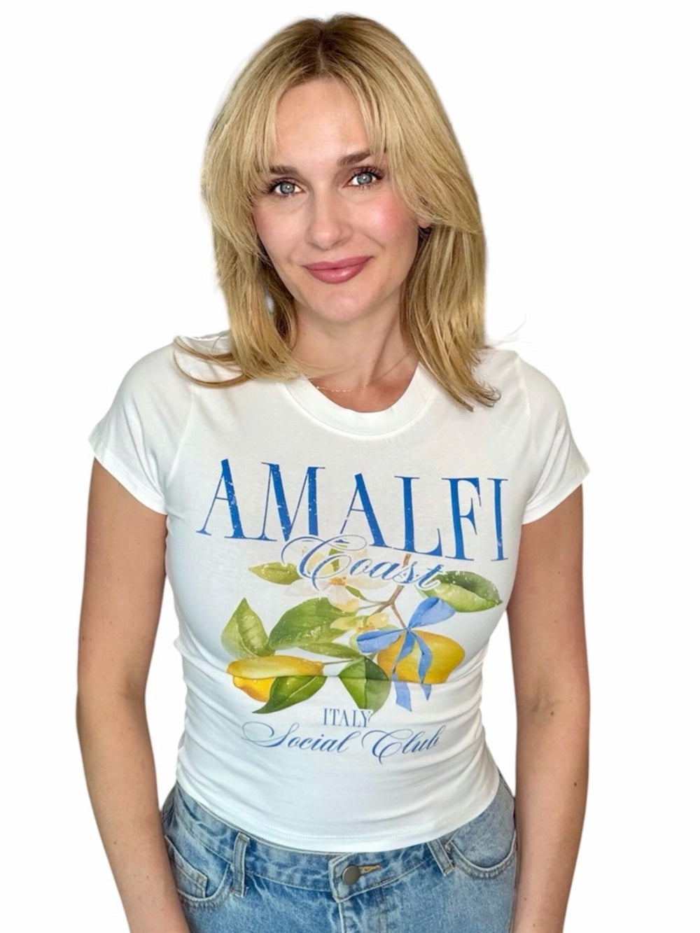 A349. Amalfi Coast White Baby Graphic Tee - Italy Social Club