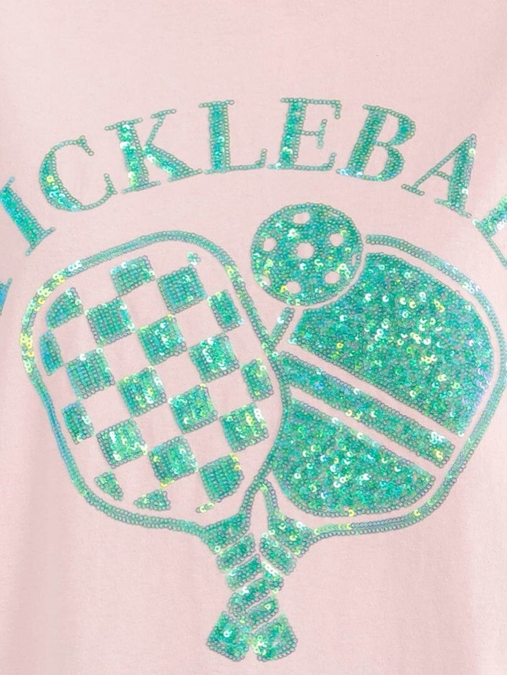 A359. Pink Pickleball Oversized Graphic Tee with Green Glitter Logo