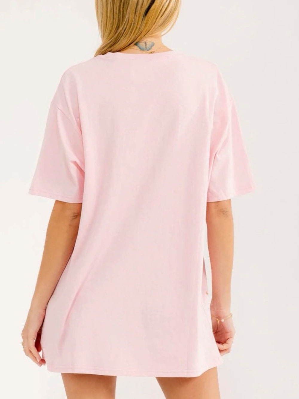 A359. Pink Pickleball Oversized Graphic Tee with Green Glitter Logo