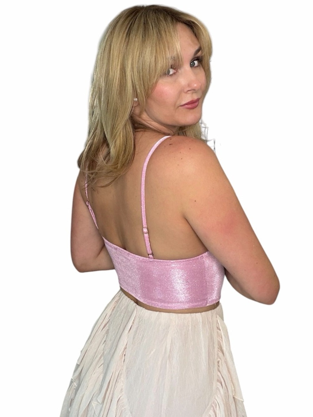 A364. Pink Shimmer Corset Camisole Top