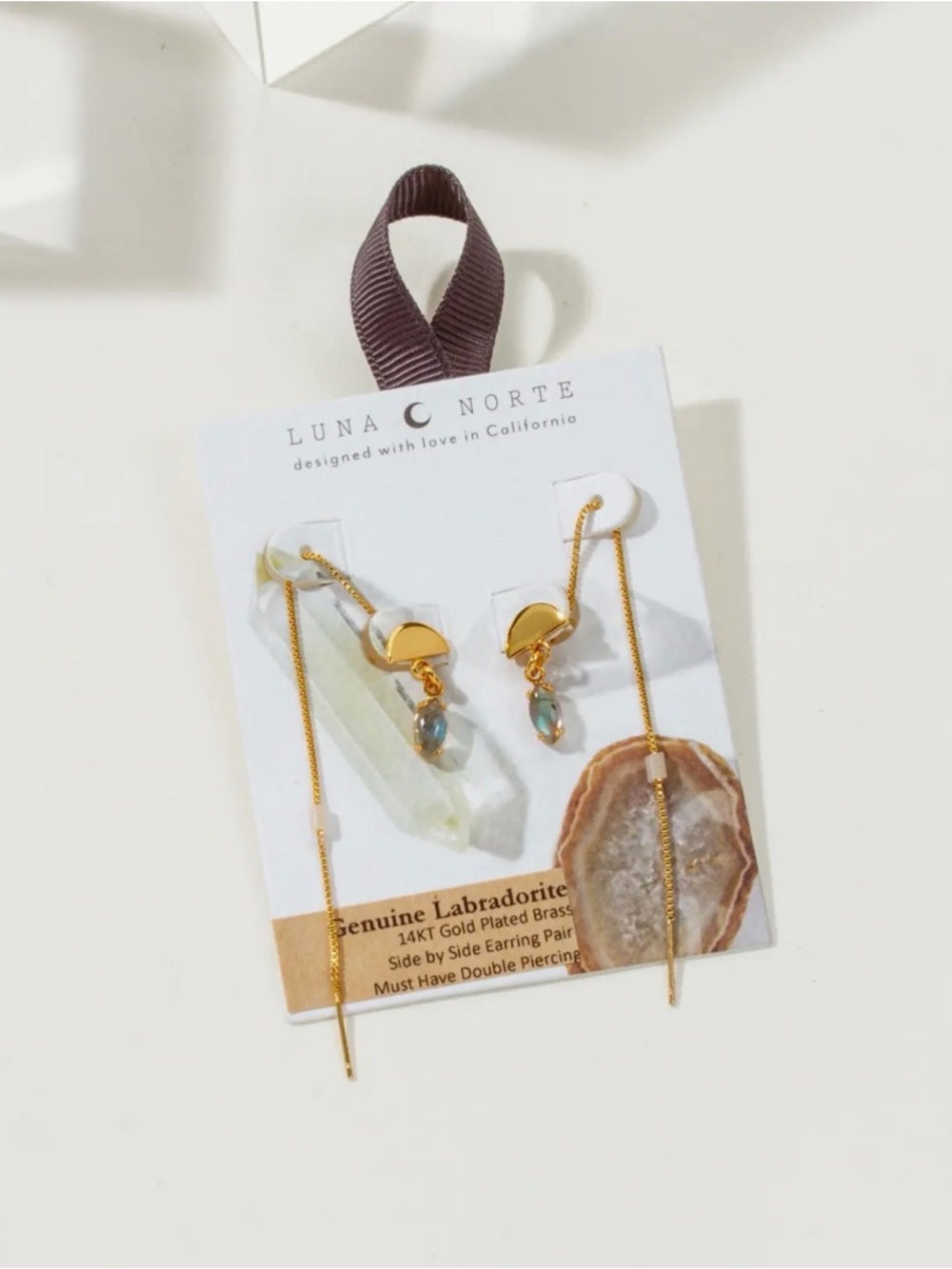 A386. Luna Norte Ethereal Post Threader Earrings- Labradorite