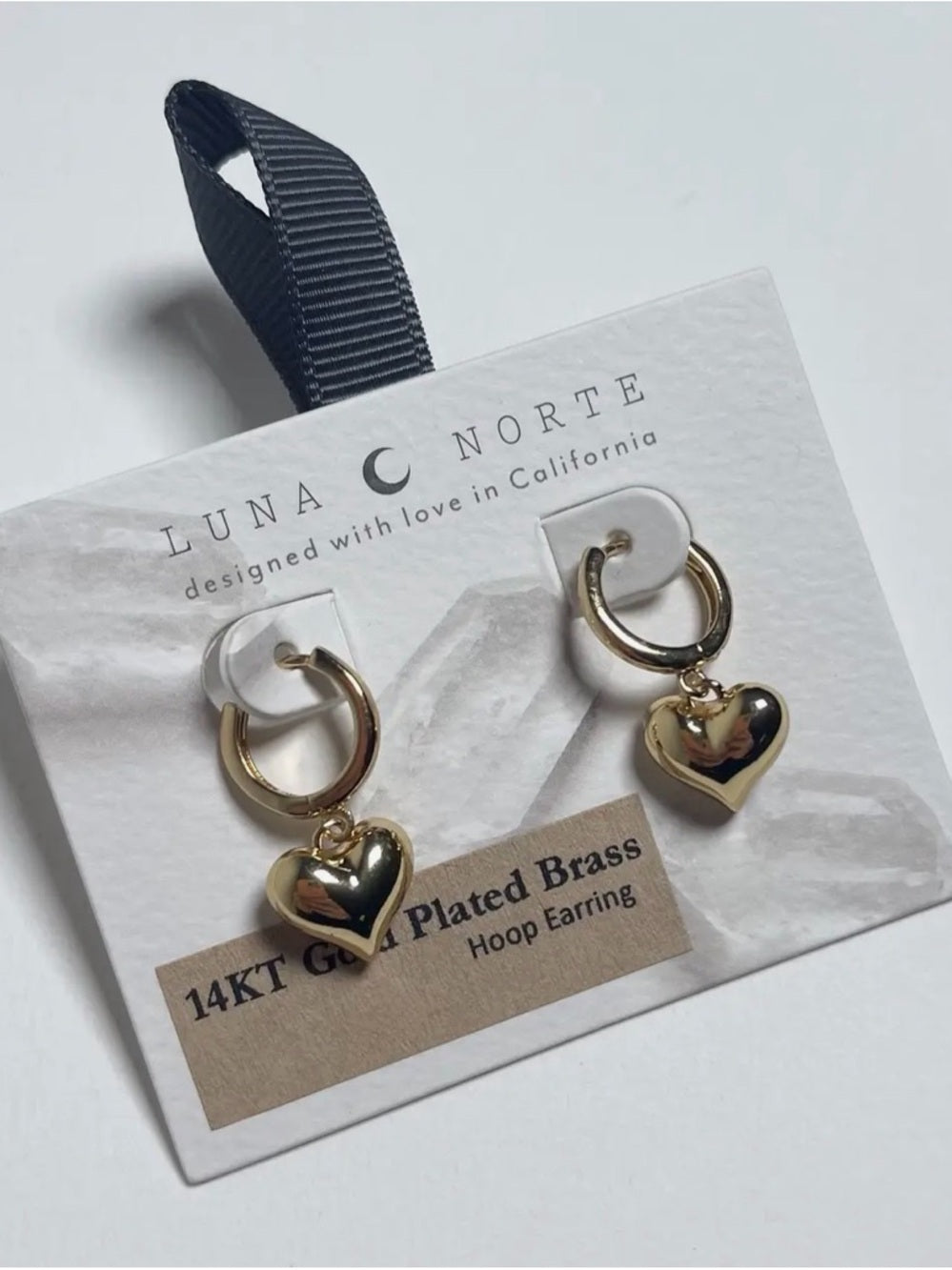 A391. Luna Norte Milano Amulet Classic Gold Heart Huggie Earrings