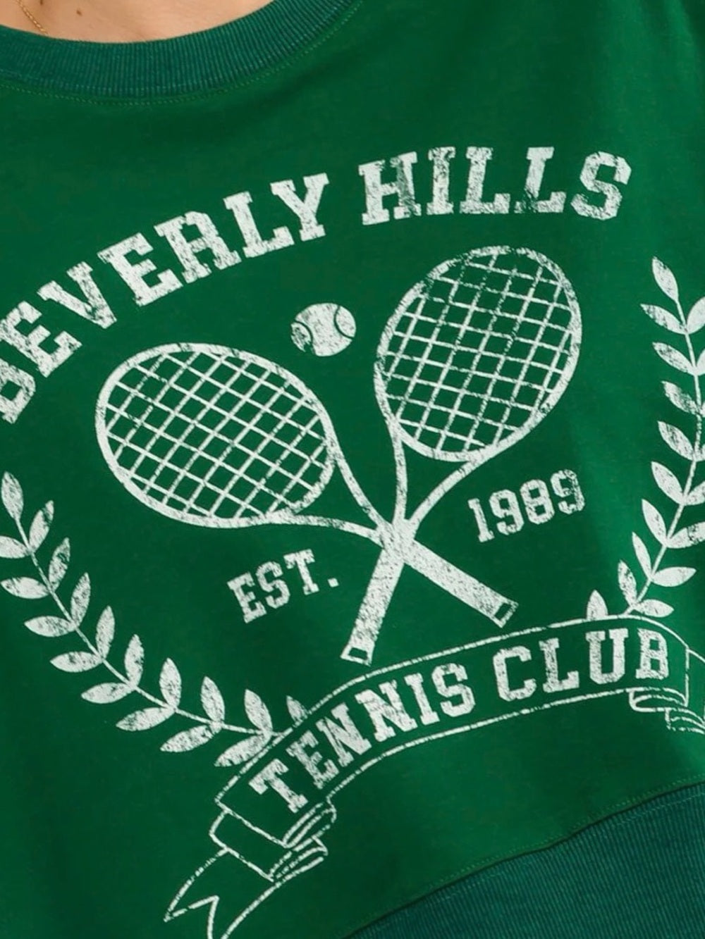 A404 Beverly Hills Tennis Club Green Cropped Sweatshirt