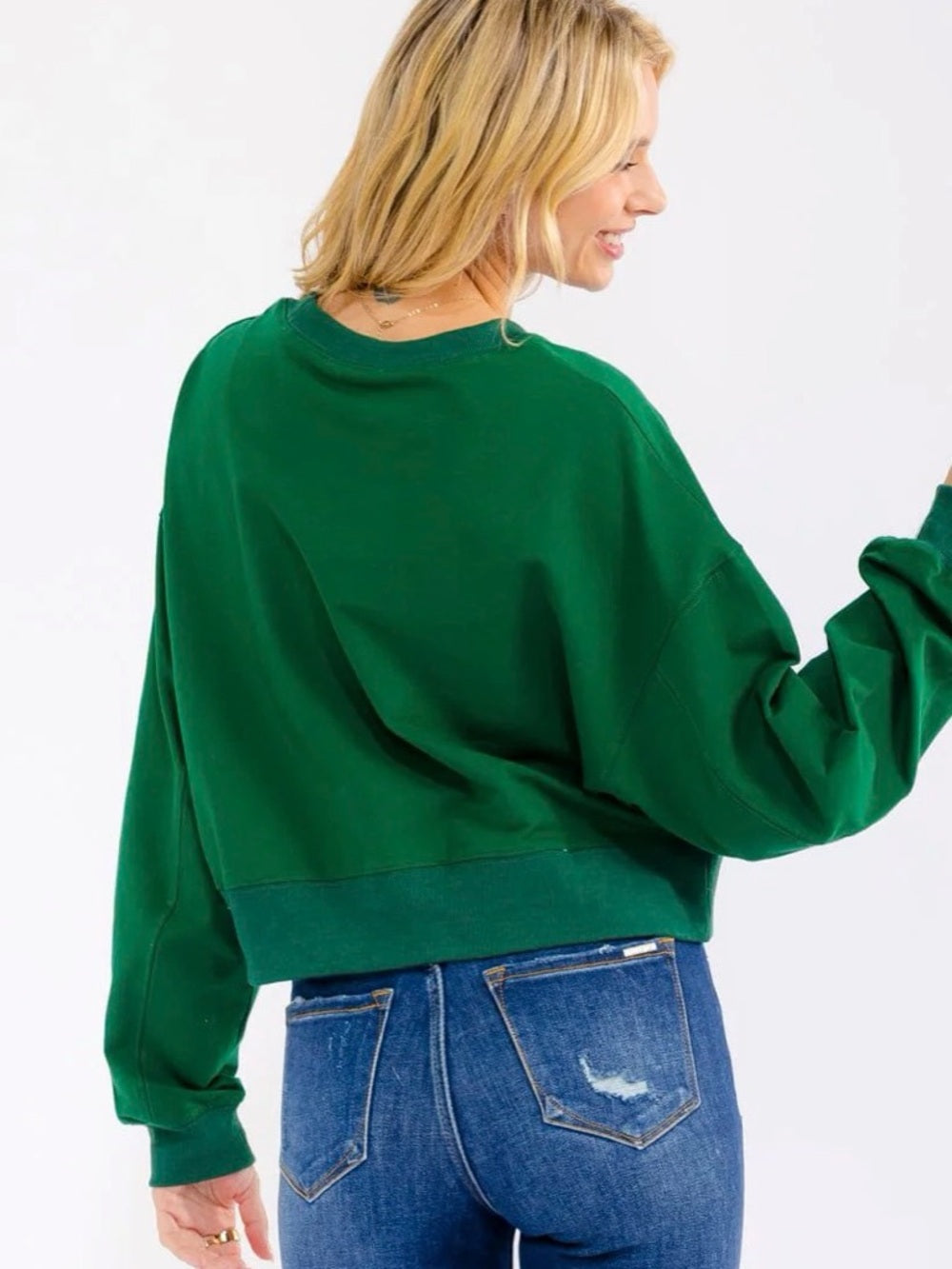 A404 Beverly Hills Tennis Club Green Cropped Sweatshirt
