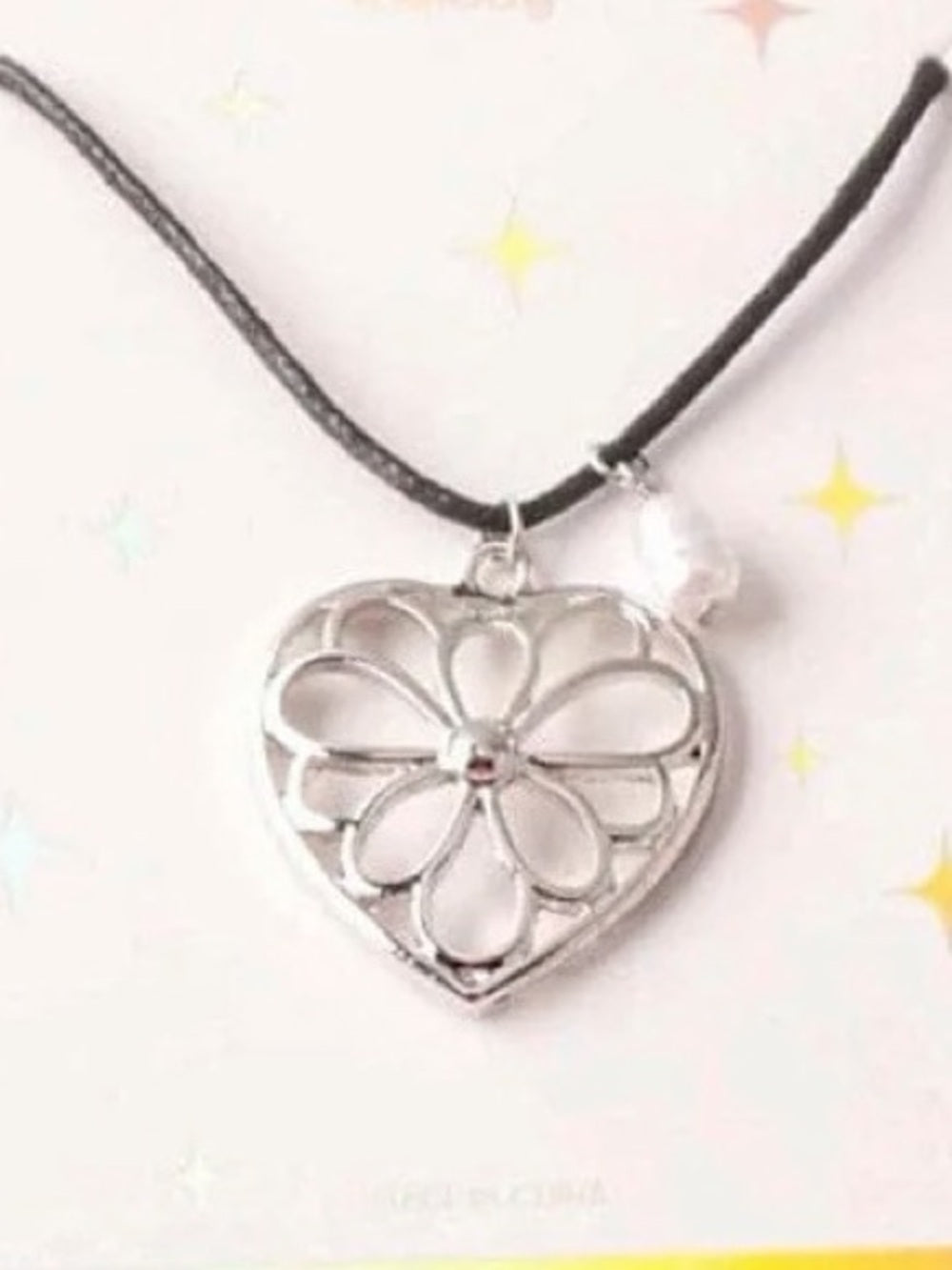 Gold or Silver Heart Flower Pendant Necklace with Pearl Accent