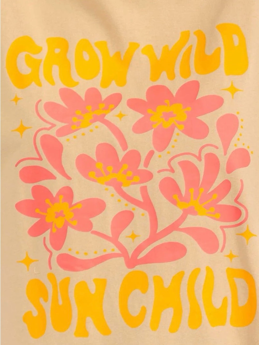A413. Grow Wild Sun Child Floral Graphic Tee - Beige
