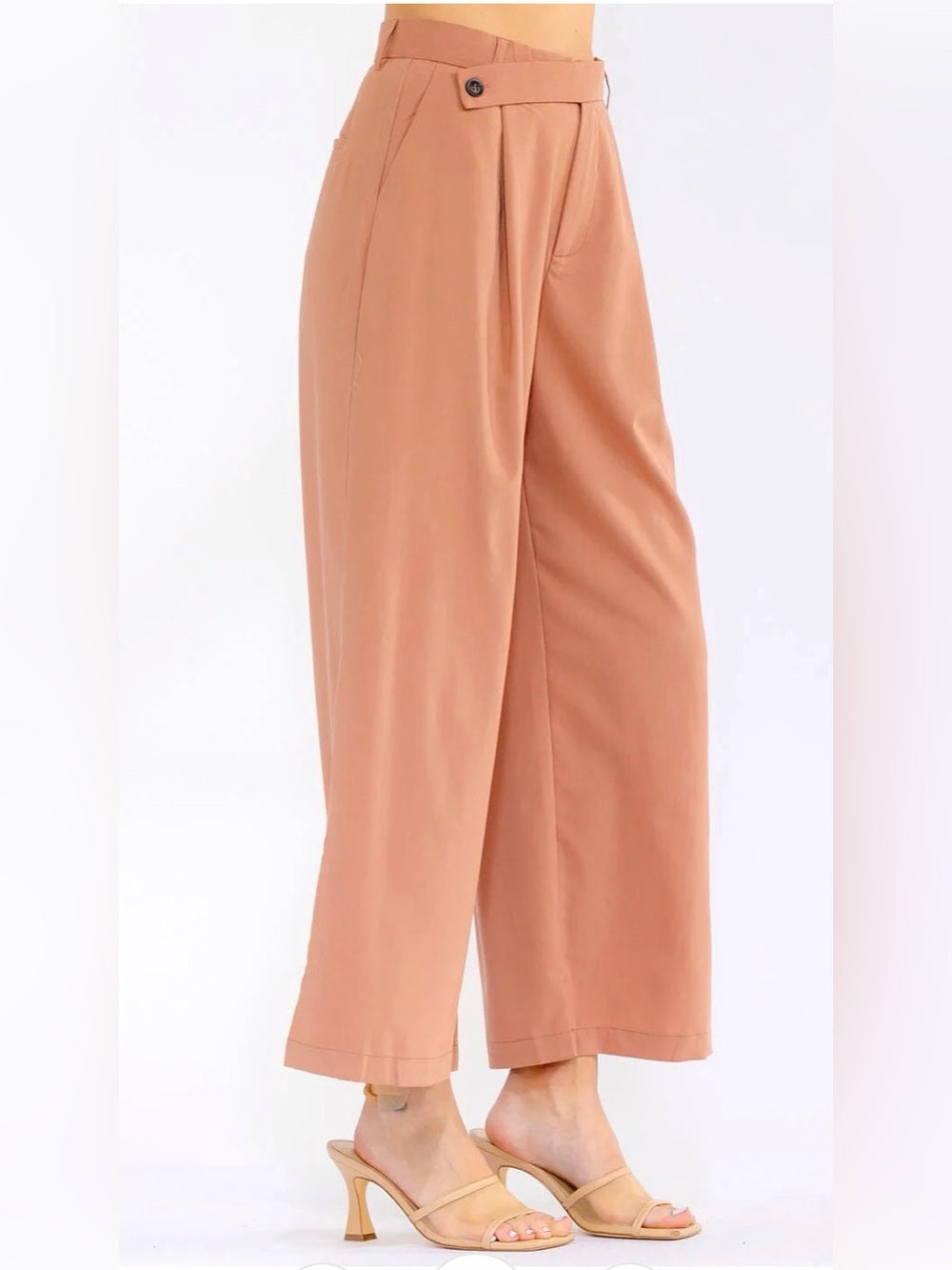 A431. Wide Leg High-Rise Pants in Dusty Rose