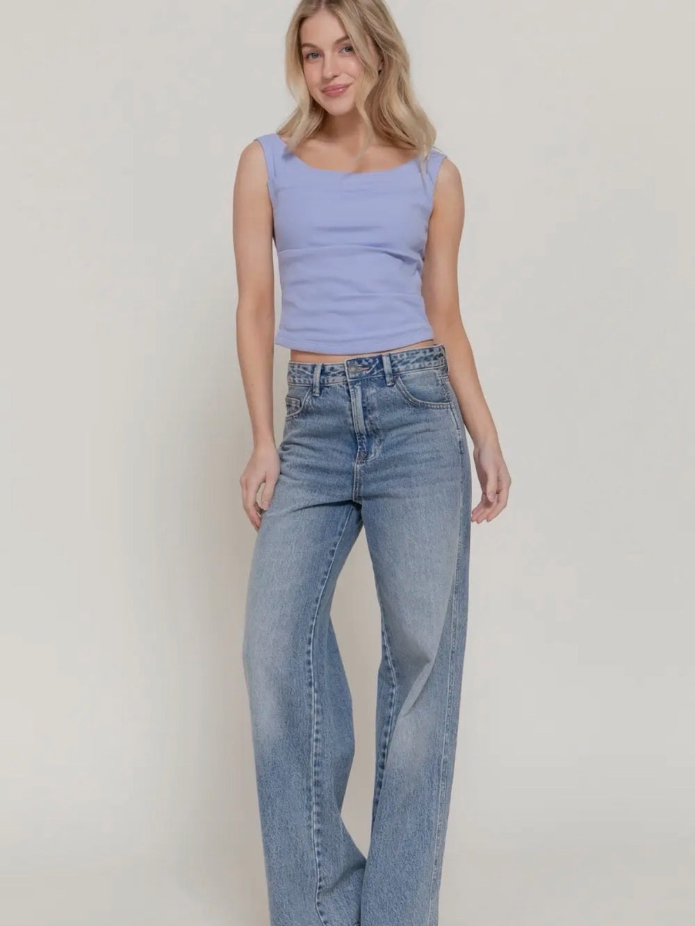 A435. Off-Shoulder Lavender Ribbed Women’s Top