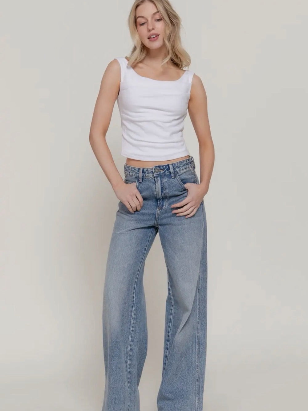 A437. Off-Shoulder White Women's Top