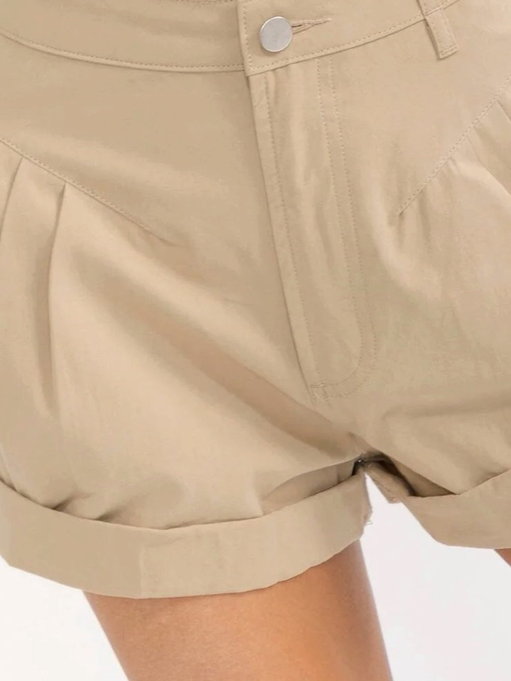 A457. Mable High-Rise Pleated Women’s Shorts in Beige