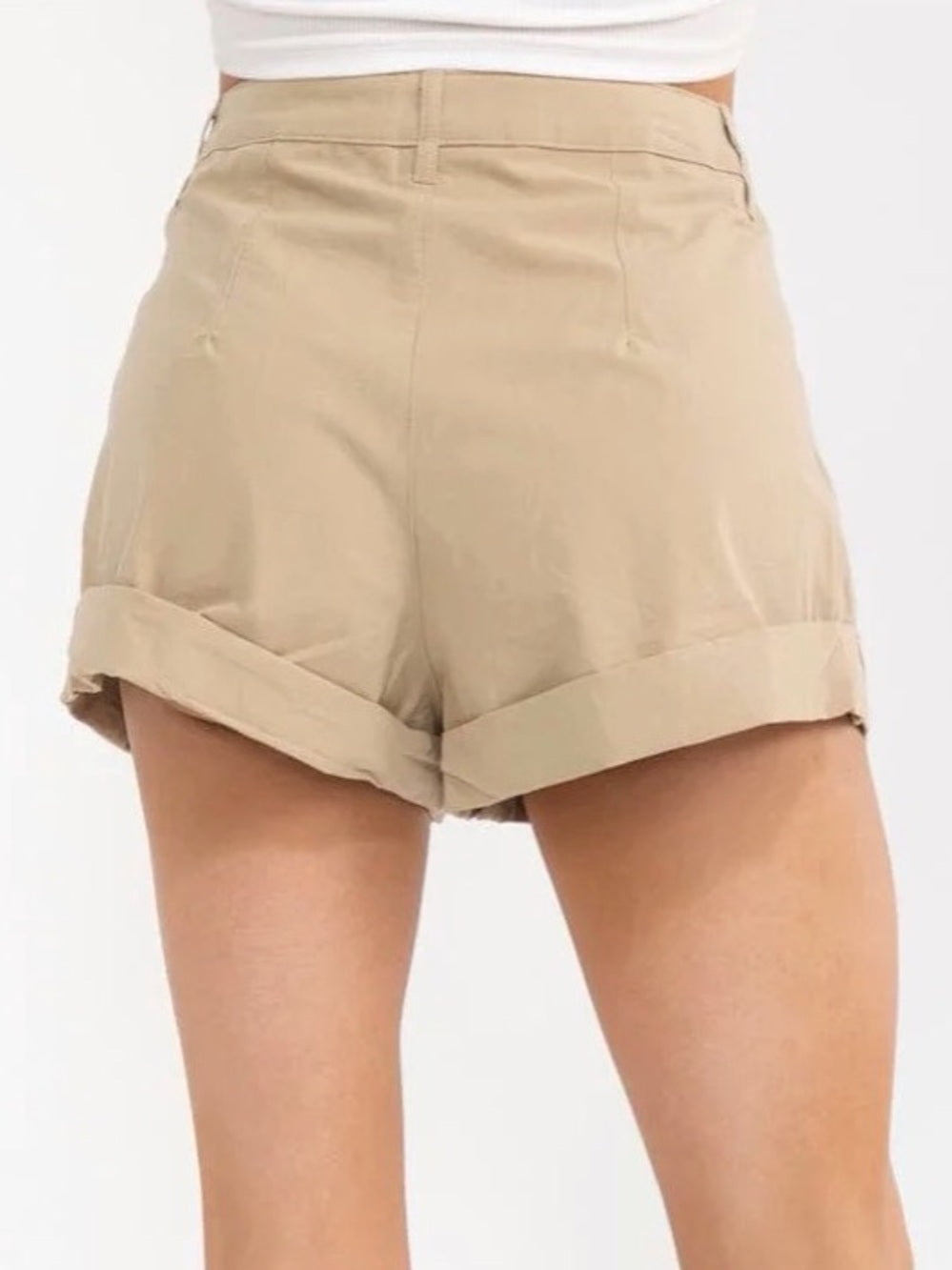 A457. Mable High-Rise Pleated Women’s Shorts in Beige