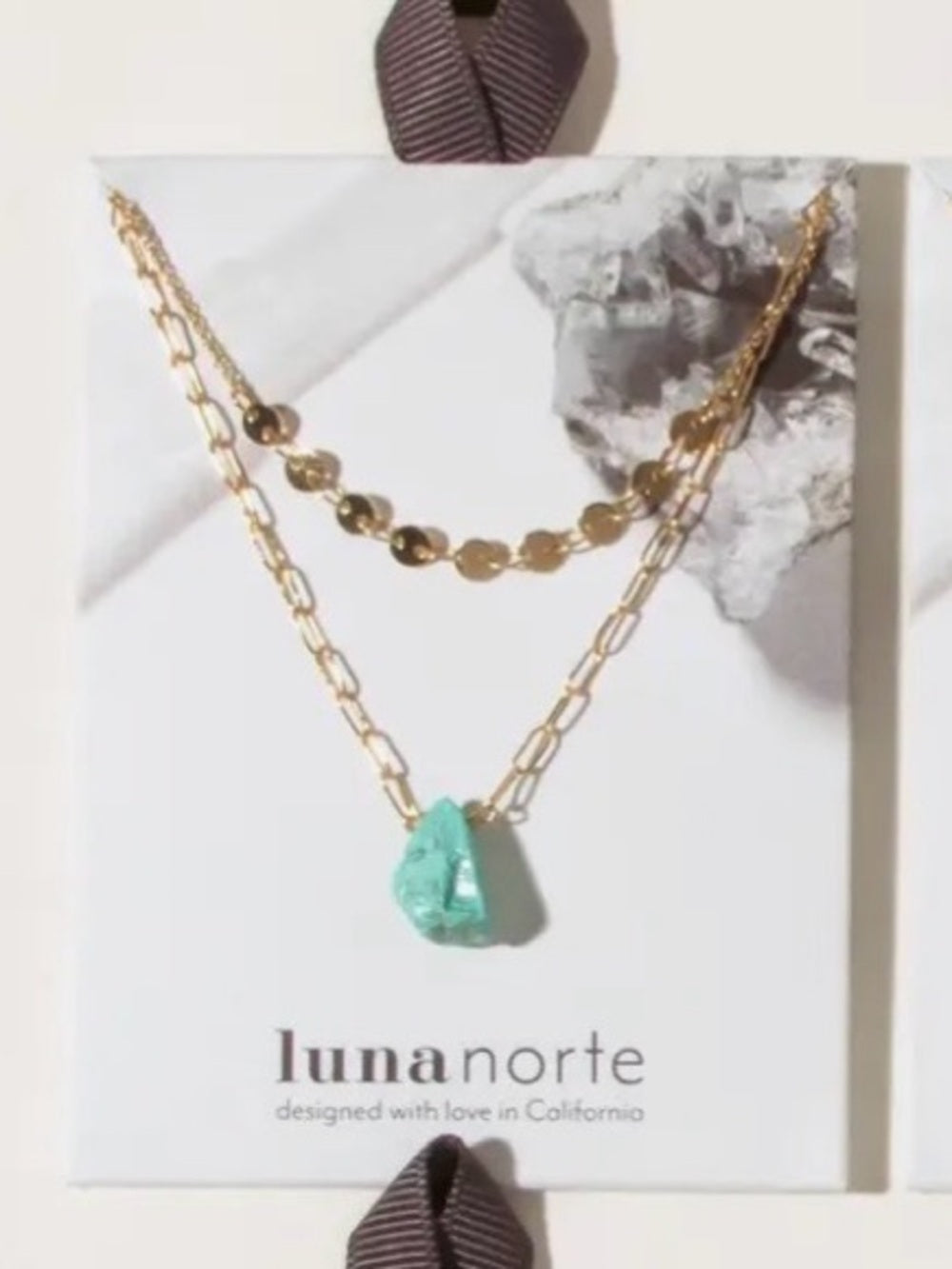 A460. Luna Norte Gold Necklace Set with Green Gemstone Accent