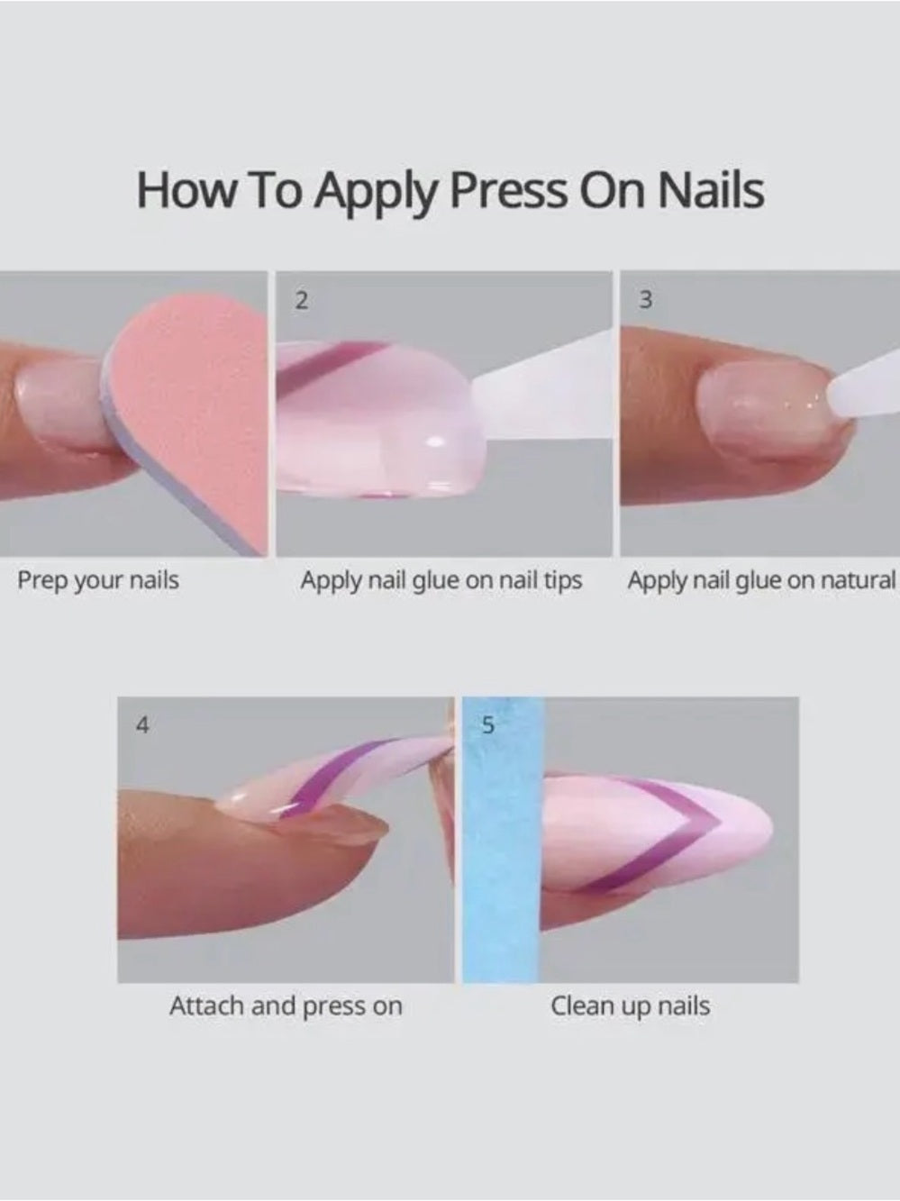 BTArtbox Nude Pink French Tip Press-On Nails with White Floral Butterfly Accent