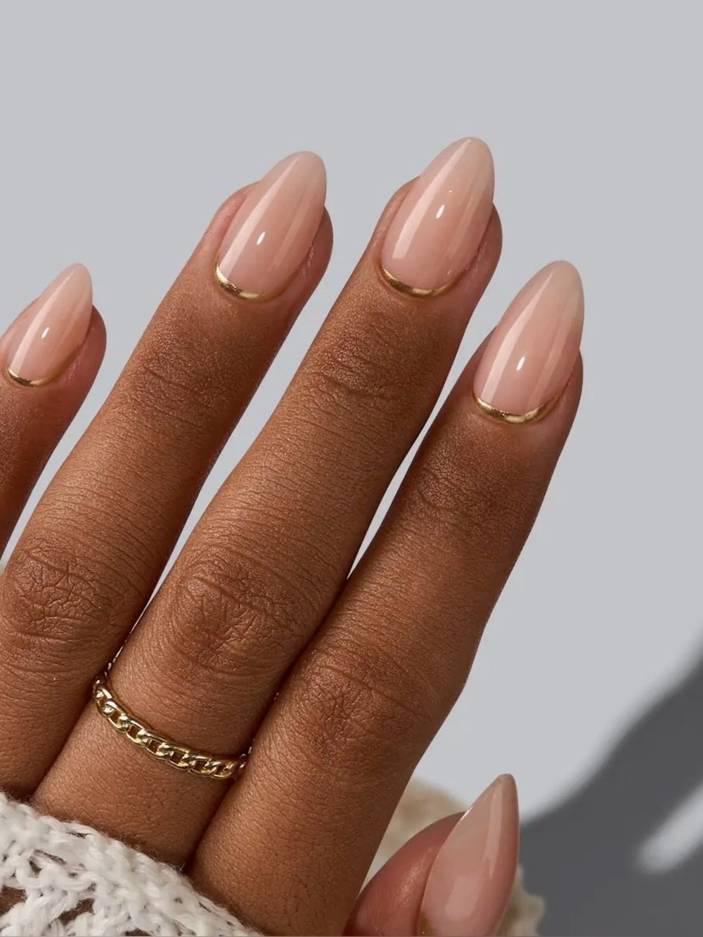 BTArtbox Gold Nude Pink Gel Nail Press On Nails
