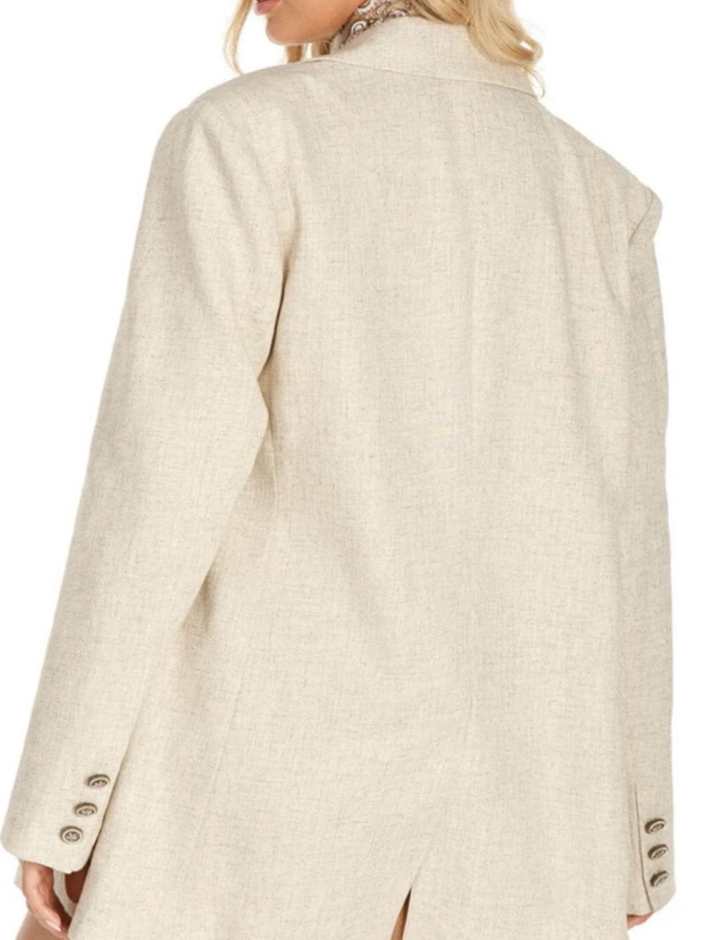 A587. Beige Crochet Cutout Detail Blazer Jacket
