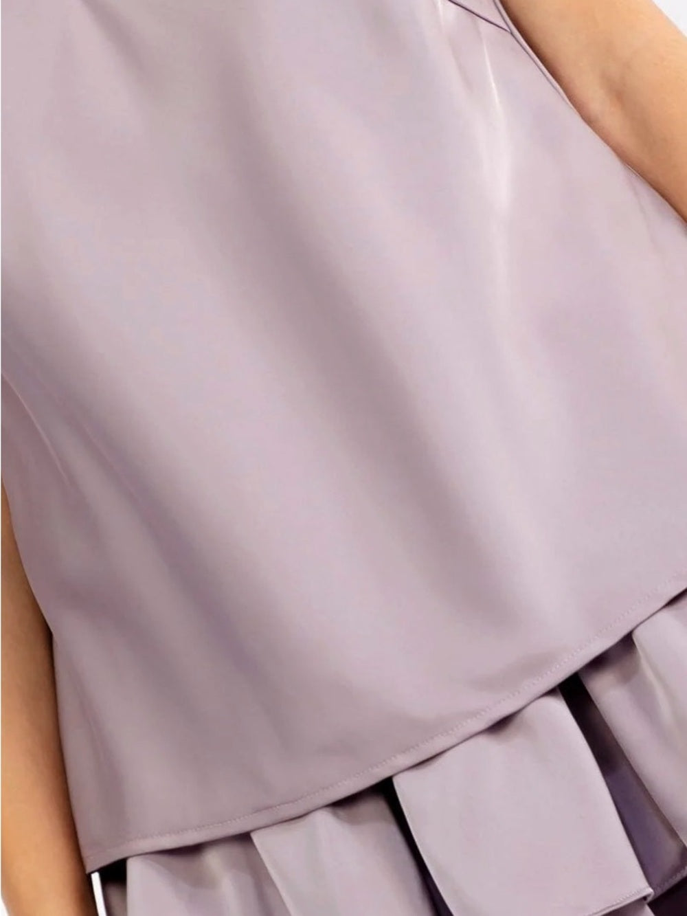 A601. Mable Mauve Purple Satin Cami & Tiered Ruffle Mini Set