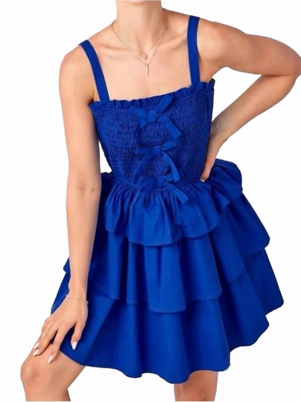 A613. Blue Tiered Ruffle Sundress