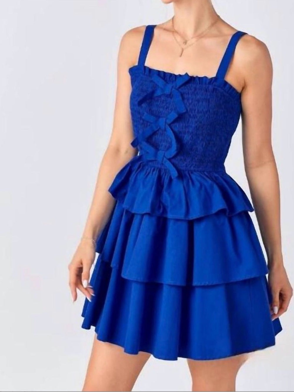 A613. Blue Tiered Ruffle Sundress