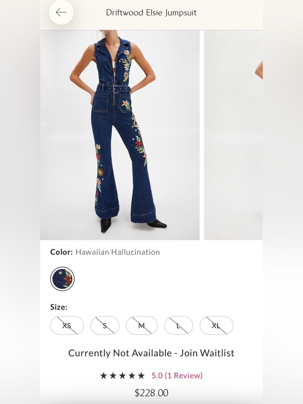 A638. Retro Floral Embroidered Denim Jumpsuit
