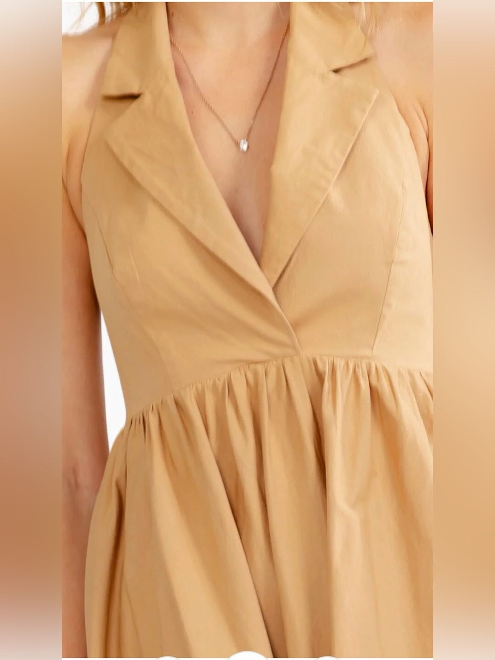 A639. Sleeveless Halter Jumpsuit in Camel