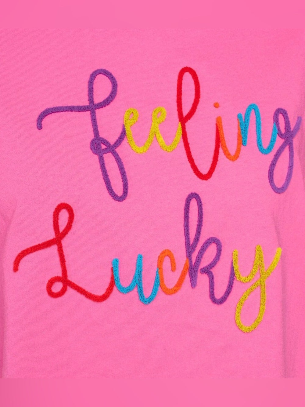 A661. Feeling Lucky Pink Crop Boxy Graphic Tee