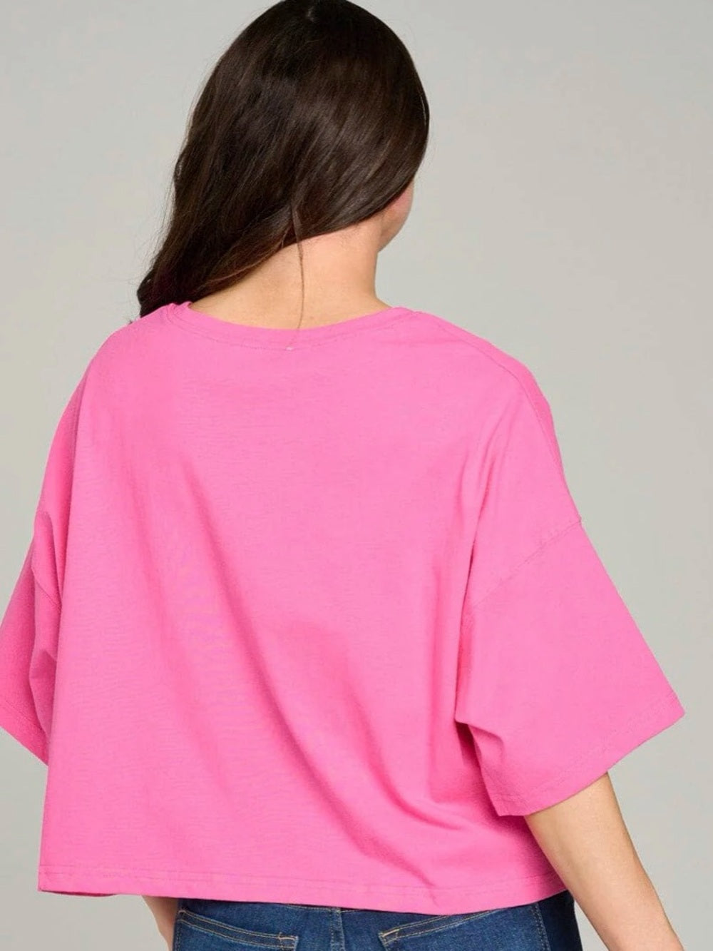 A661. Feeling Lucky Pink Crop Boxy Graphic Tee