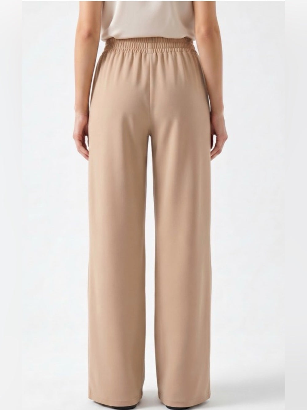 A666. Scuba Wide-Leg High-Waist Black Women's Trousers