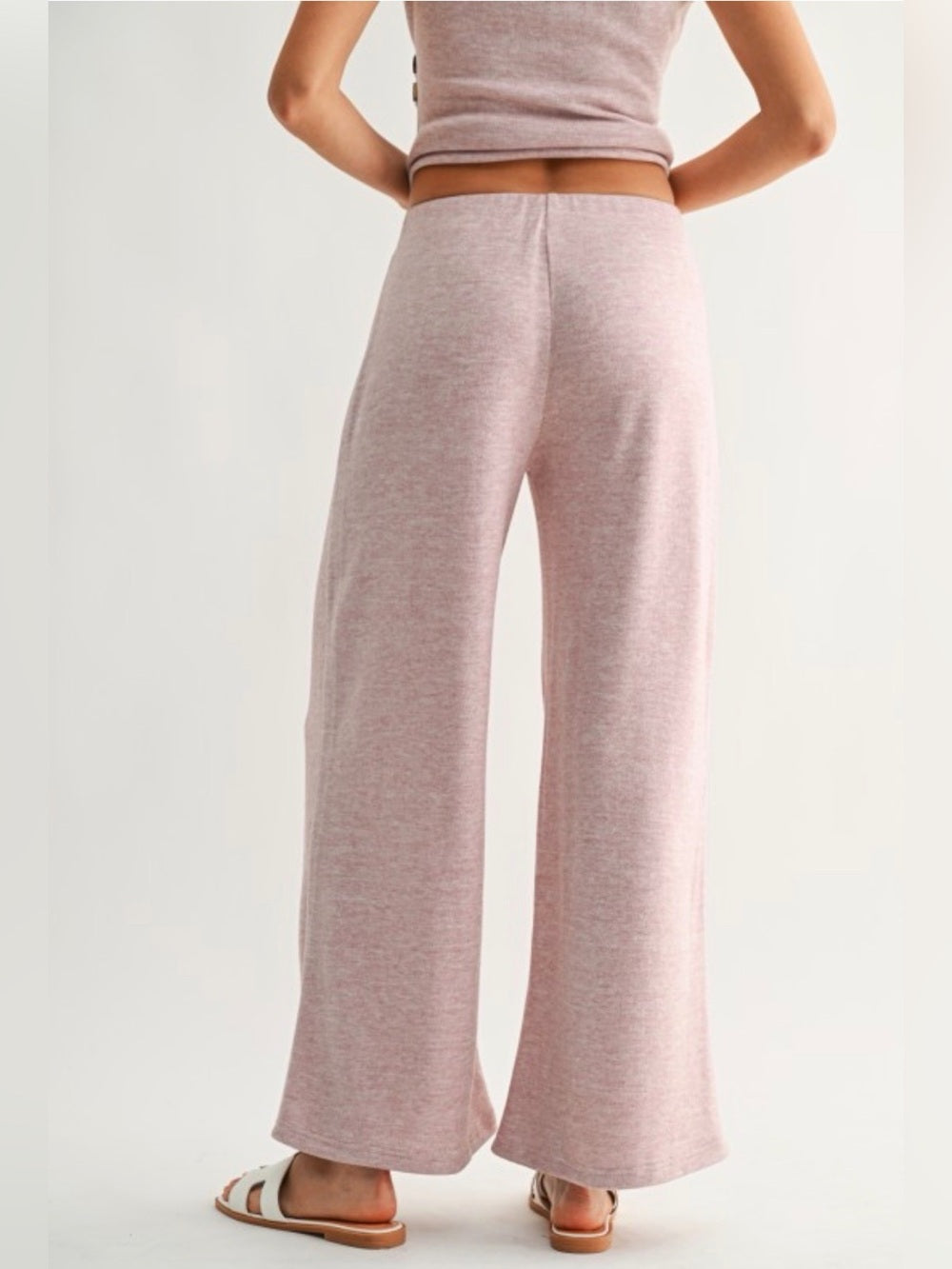 Timeless Sleeveless Wrap Knit Pant Set in Dusty Pink