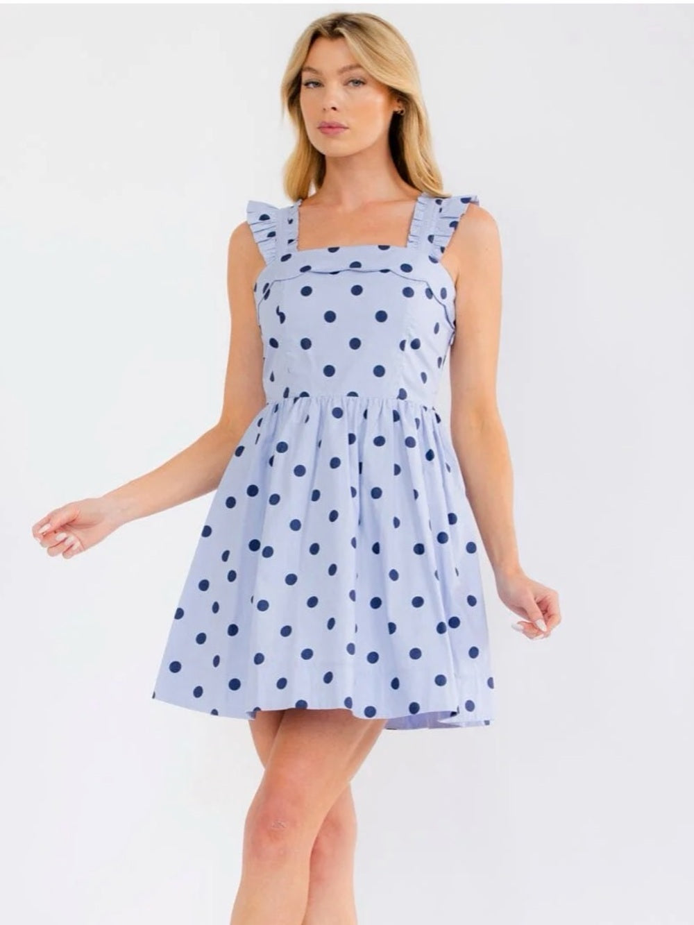 A678. Sky Blue Polka Dot Sundress