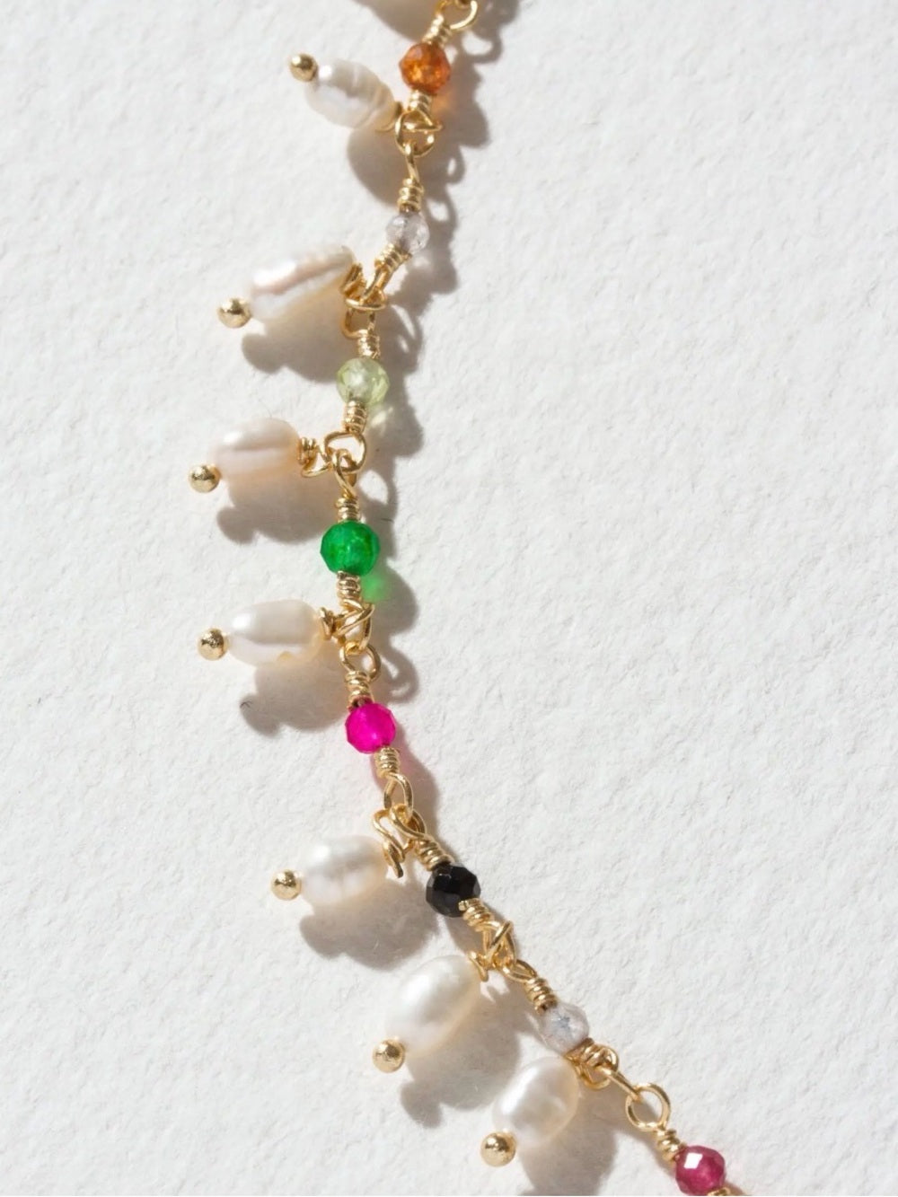 A711. Luna Norte Freshwater Pearl & Genuine Multistone Collar Necklace