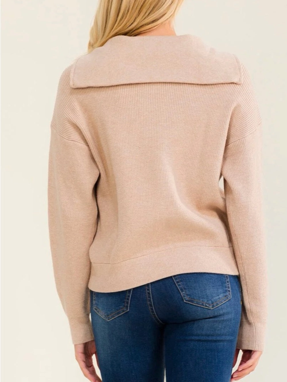A725. Women's Cream Quarter-Zip Knit Sweater