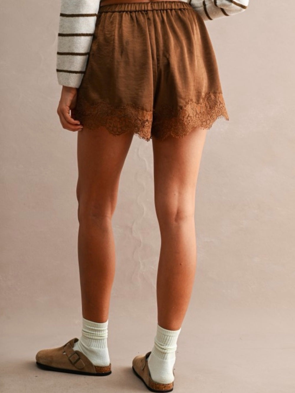 A727. Mable Brown Lace-Trim Shorts