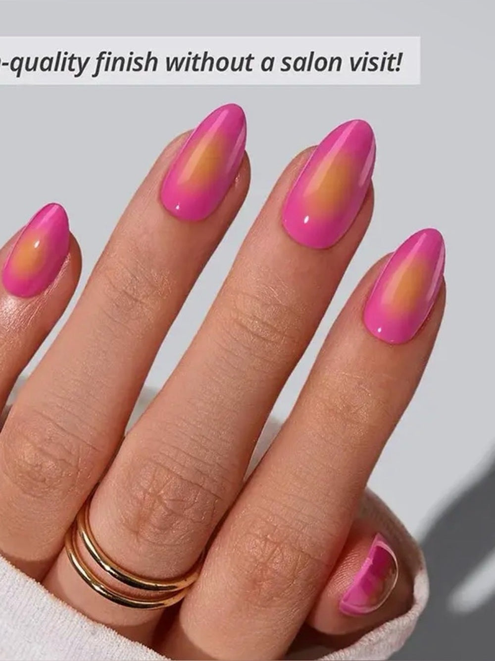 Vibrant Pink & Yellow Ombre Almond Press-On Nails