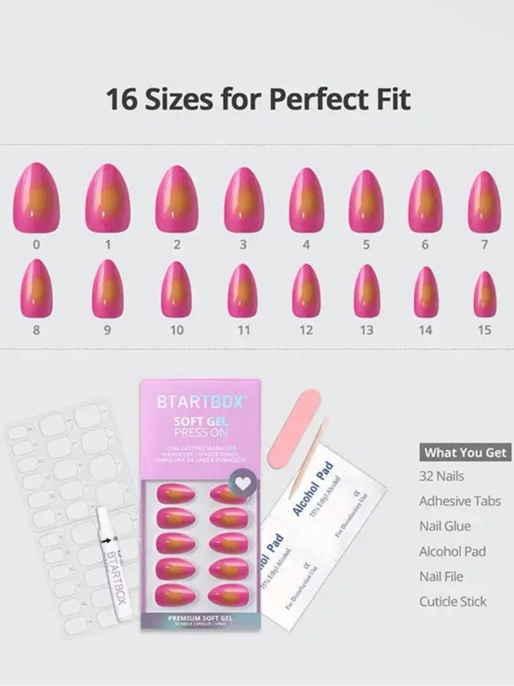 Vibrant Pink & Yellow Ombre Almond Press-On Nails