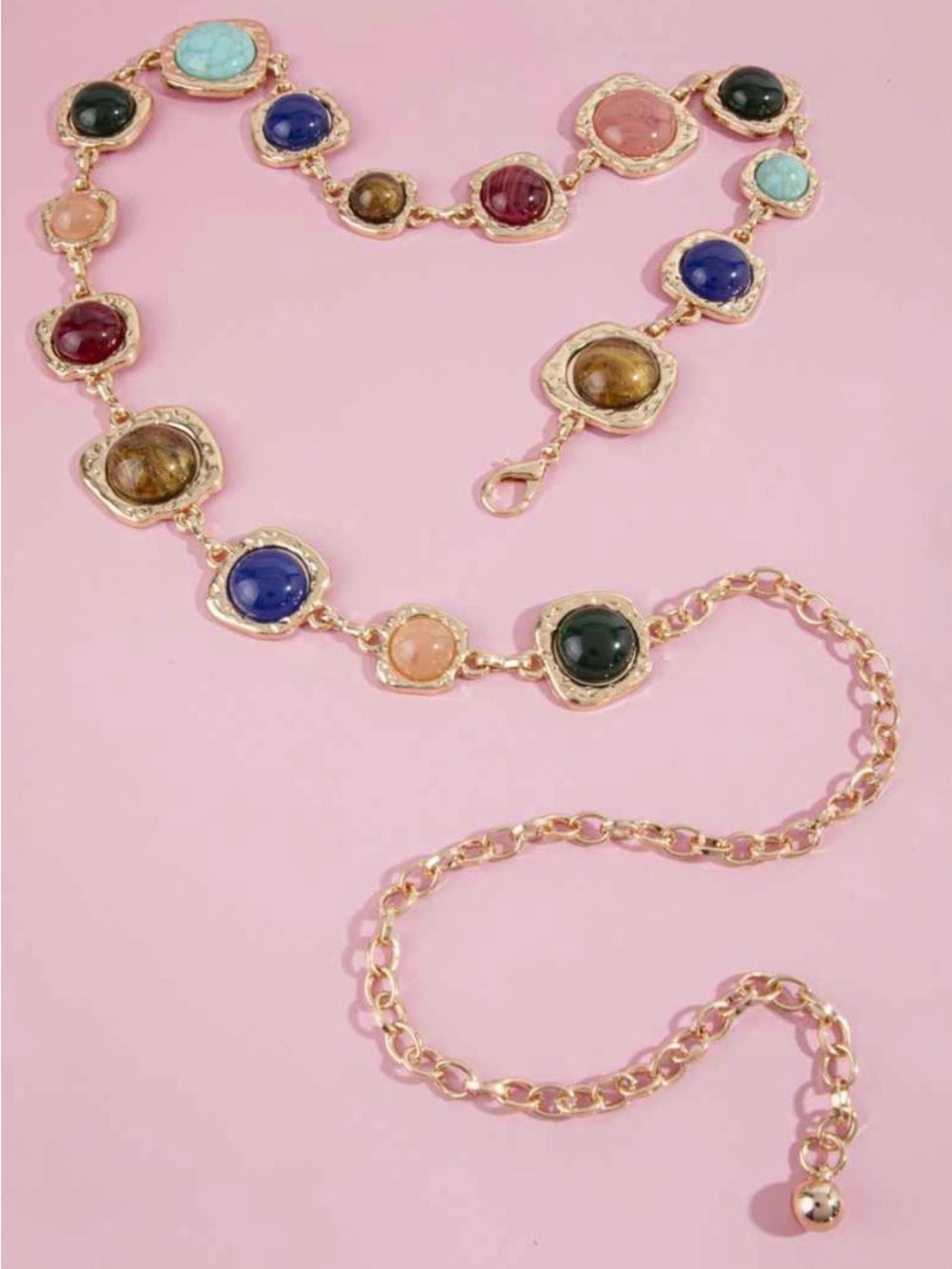 A485. Gold Multi-Stone Link Belt