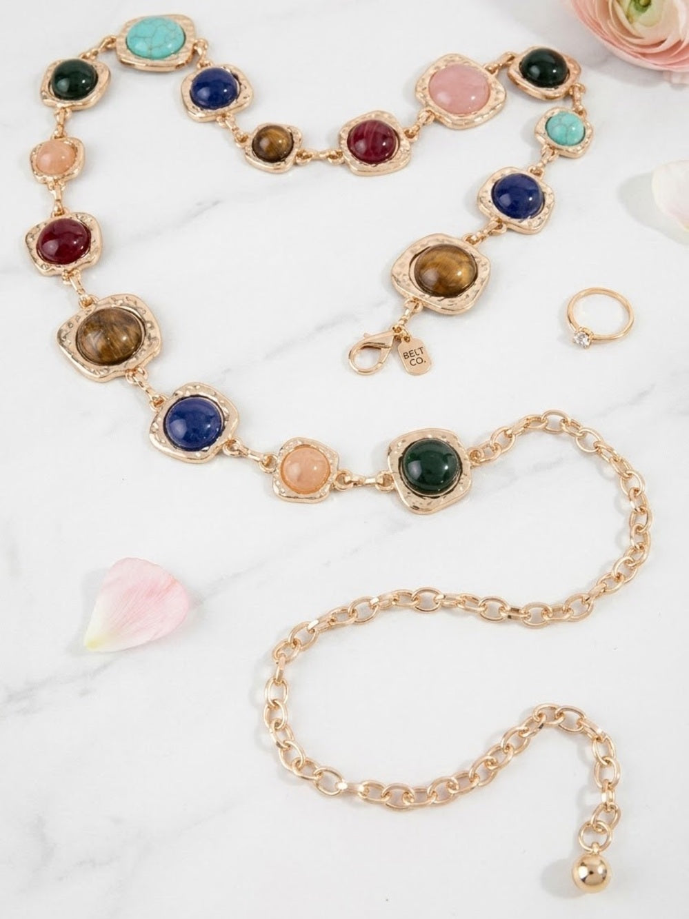 A485. Gold Multi-Stone Link Belt