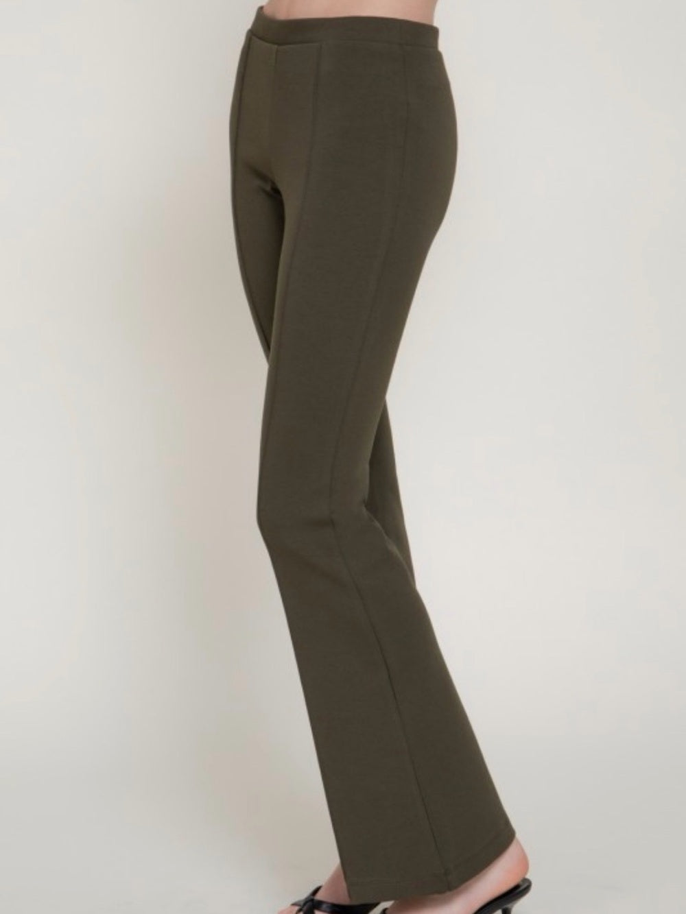 A495 Olive Green Tailored Flare Pants