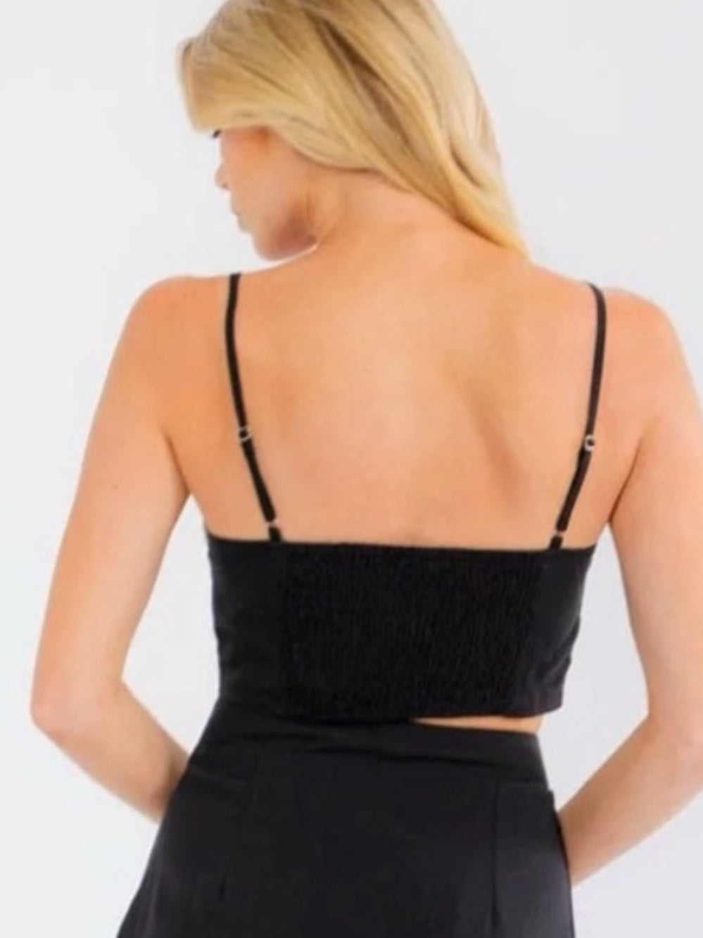 A636b Black Camisole with Cream Lace Appliqué - Women Tops