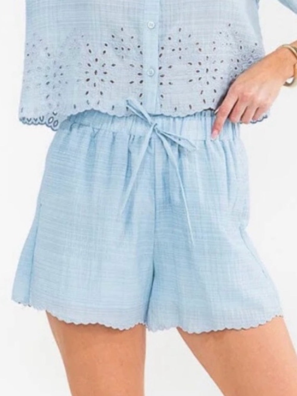 A581b Light Blue Women's Drawstring Shorts